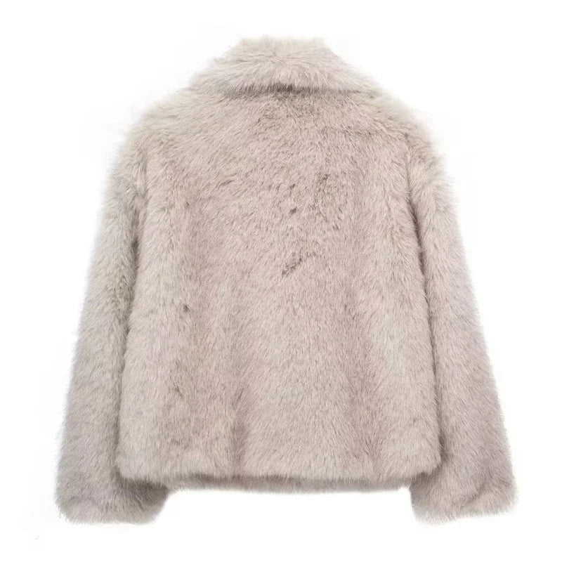 TRAF Women’s Faux Fur Plush Winter Coat
